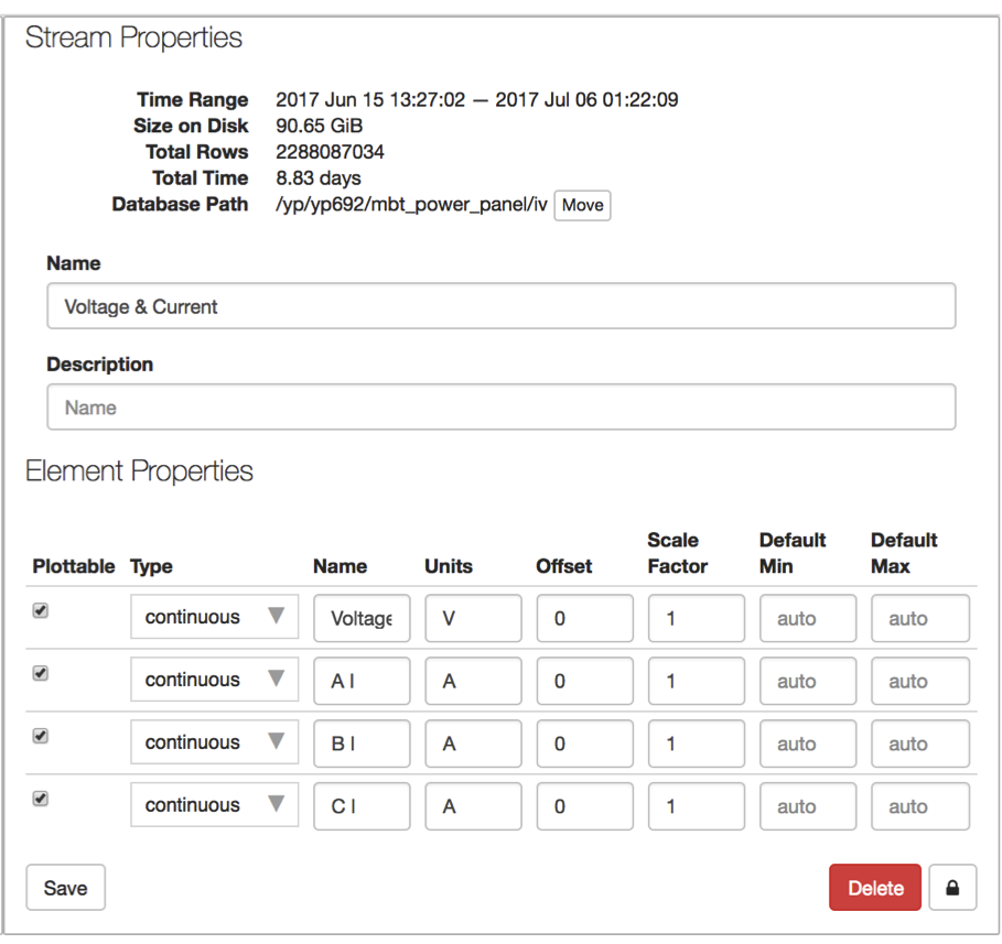 Data Stream Settings